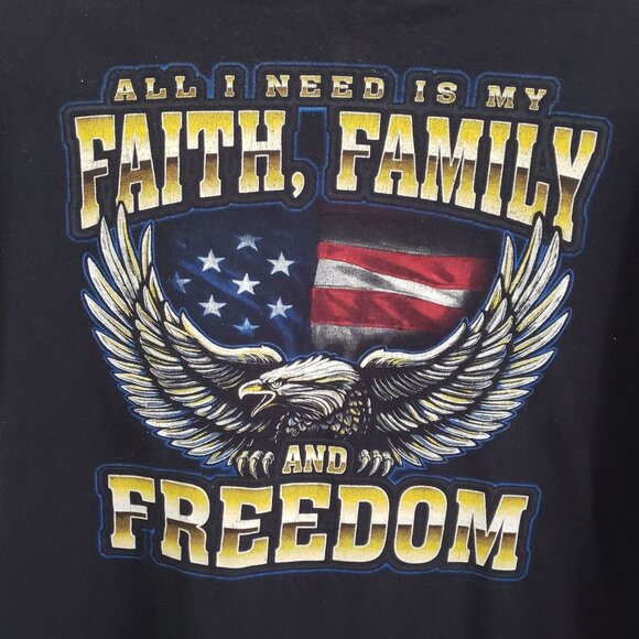 All I Need is My Faith, Family, and Freedom T-Shirt Black 100% Cotton Size XL - Picture 1 of 5